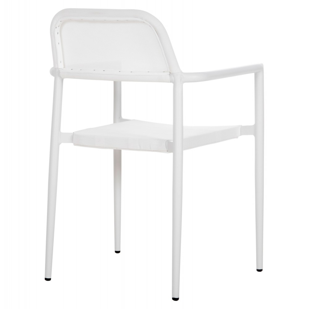 Πολυθρόνα "RONNY" από αλουμίνιο/textilene σε λευκό χρώμα 53x51x80