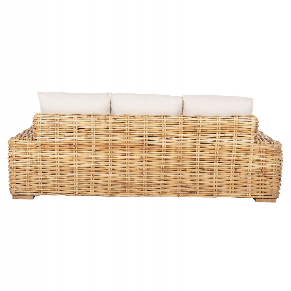 Καναπές εξωτερικού χώρου "TROPEL" από ραττάν σε φυσικό/λευκό χρώμα 216x88x70-85