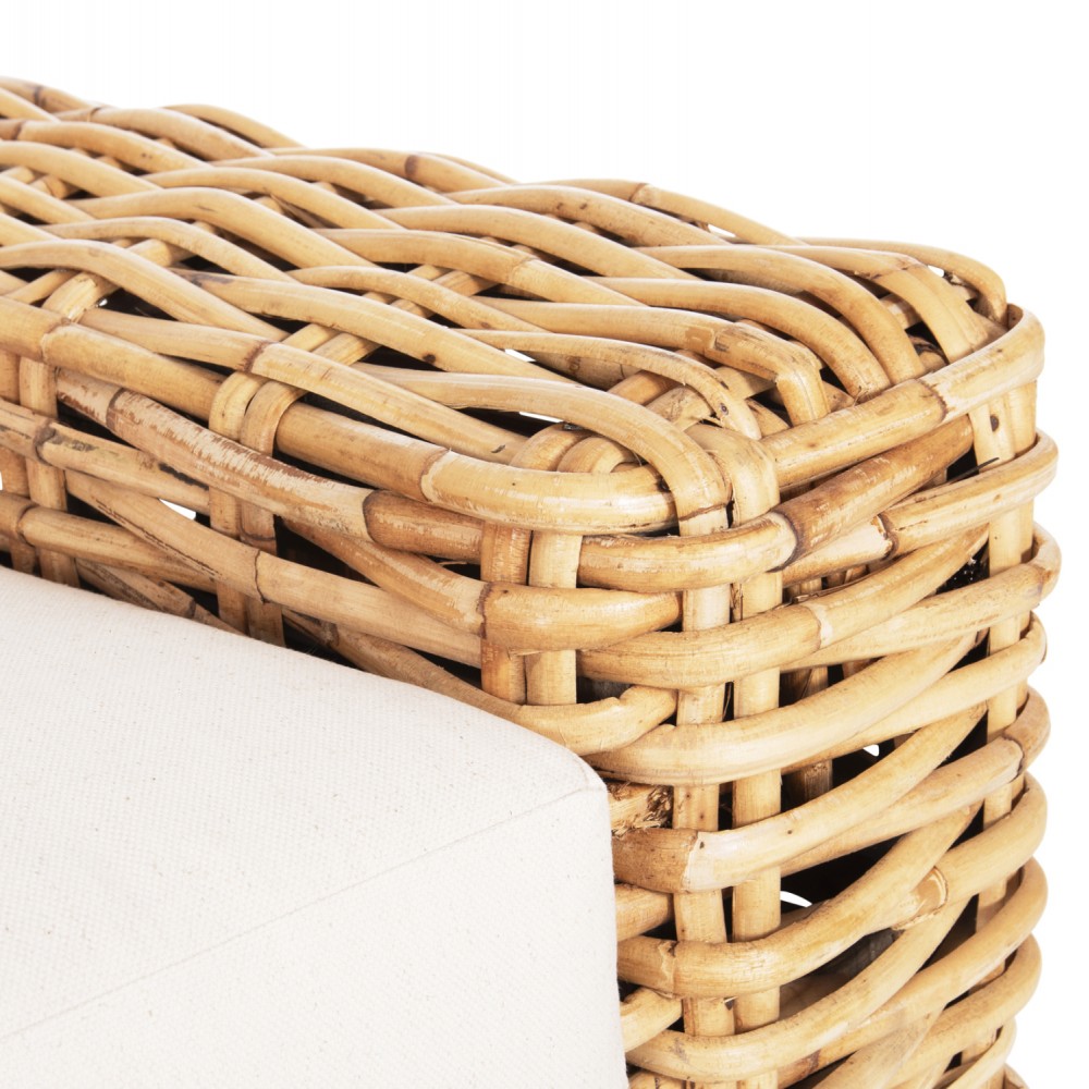 Καναπές εξωτερικού χώρου "TROPEL" από ραττάν σε φυσικό/λευκό χρώμα 216x88x70-85