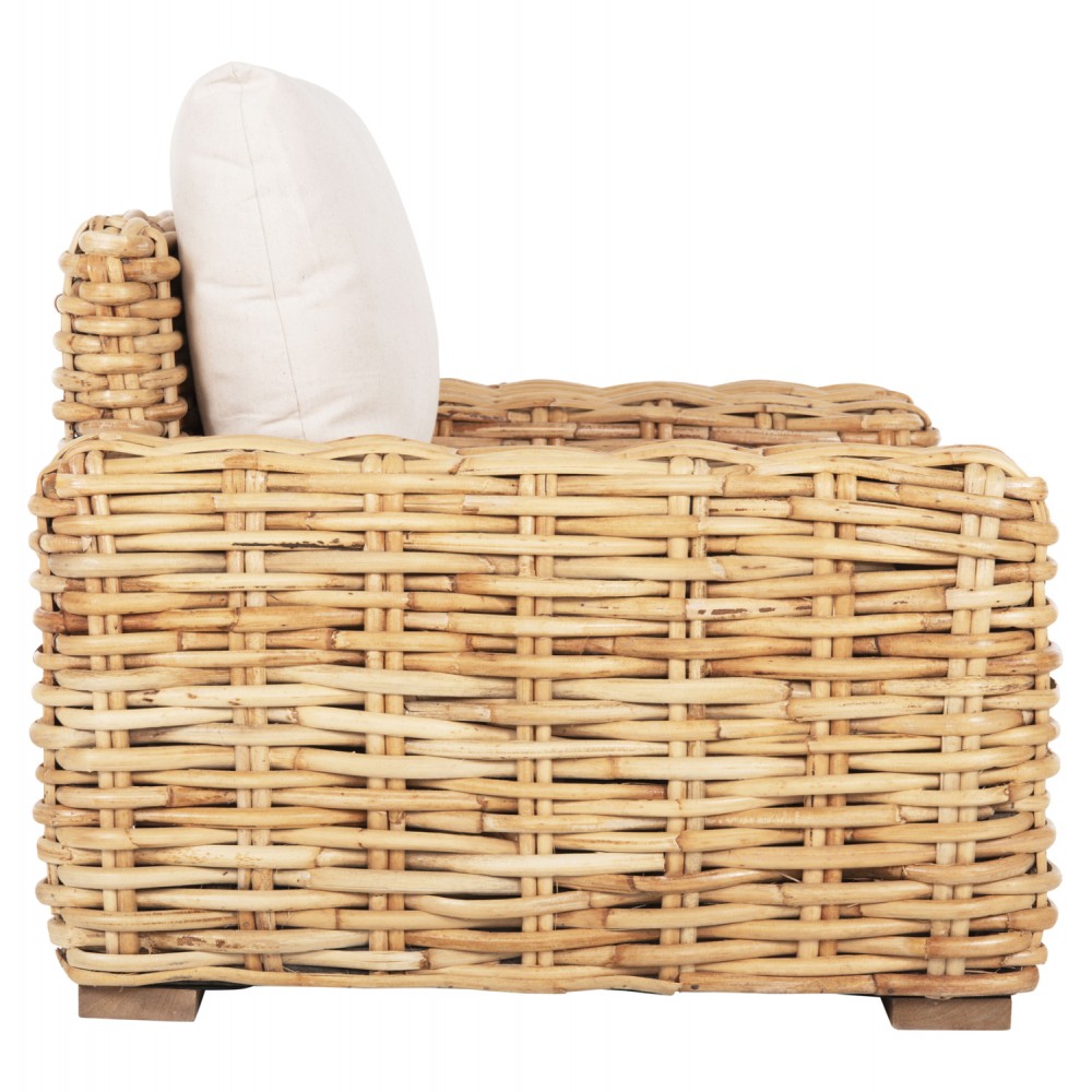 Πολυθρόνα  εξωτερικού χώρου "TROPEL" από ραττάν σε φυσικό/λευκό χρώμα 110x88x70-85