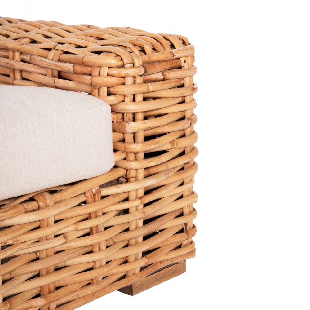 Πολυθρόνα  εξωτερικού χώρου "TROPEL" από ραττάν σε φυσικό/λευκό χρώμα 110x88x70-85