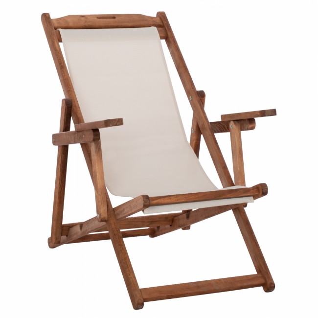 Σεζλόνγκ "ΛΗΜΝΟΣ" από μασίφ ξύλο οξιάς/PVC σε χρώμα καρυδί/εκρού 62,5x97x105