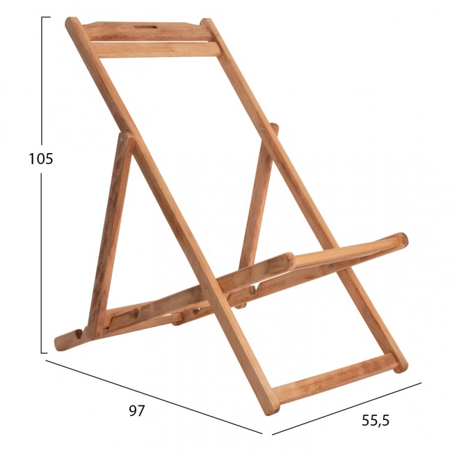 Σεζλόνγκ "ΛΗΜΝΟΣ" από μασίφ ξύλο οξιάς σε χρώμα φυσικό 55,5x97x82-95-105