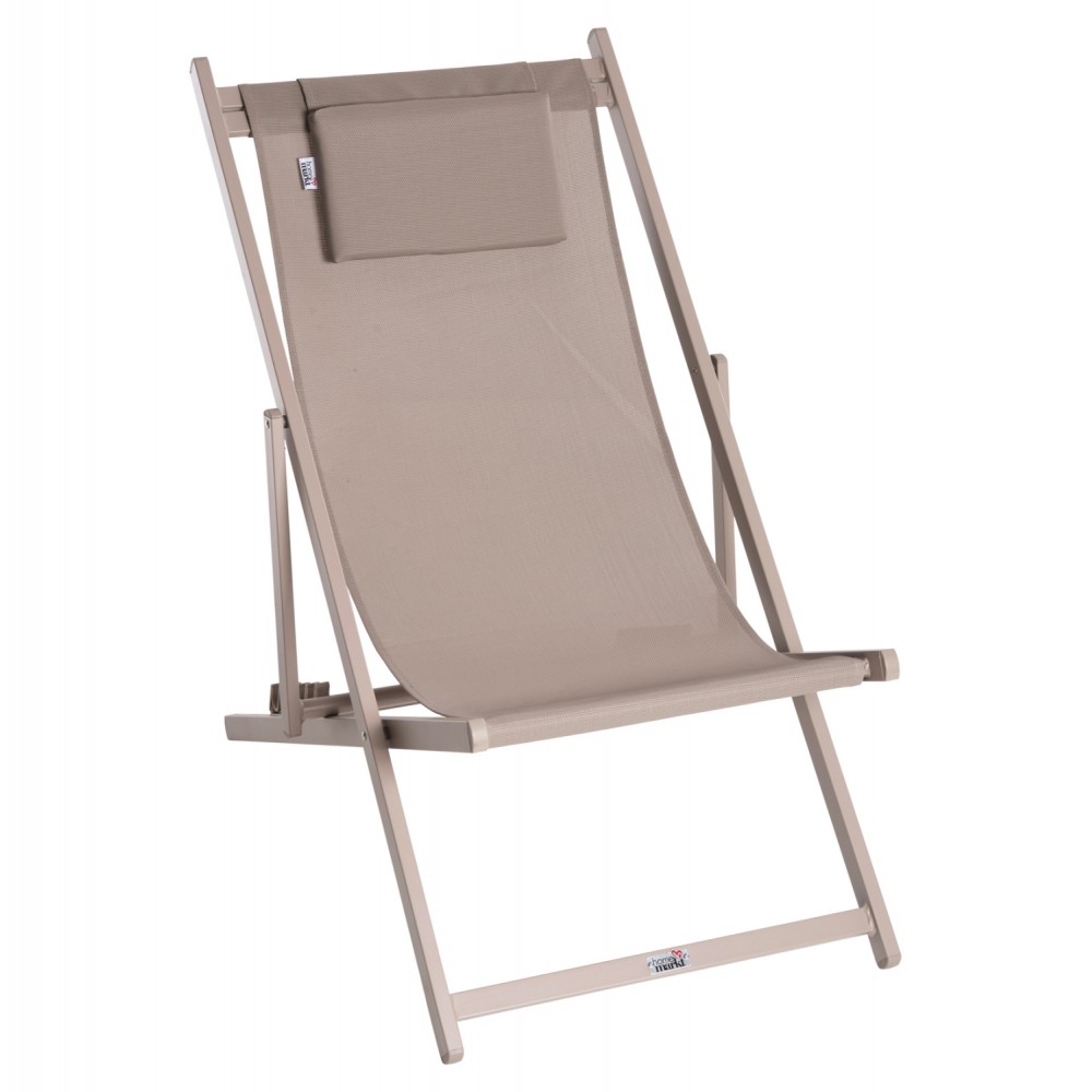 Σεζλονγκ "KEA" από αλουμίνιο/textilene σε χρώμα σαμπανί 59,5x102,5x94