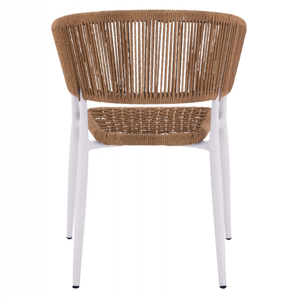 Πολυθρόνα "EULO" από αλουμίνιο/rattan σε λευκό/μπεζ χρώμα 55,5x63,5x78