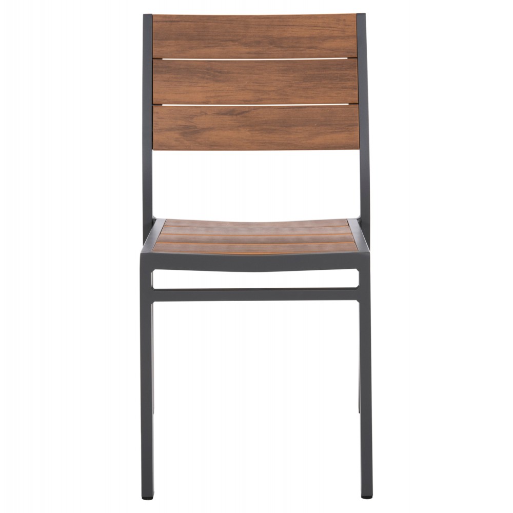 Καρέκλα "SAGA" από αλουμίνιο/polywood σε χρώμα σκούρο γκρι/καρυδί 46x52x86