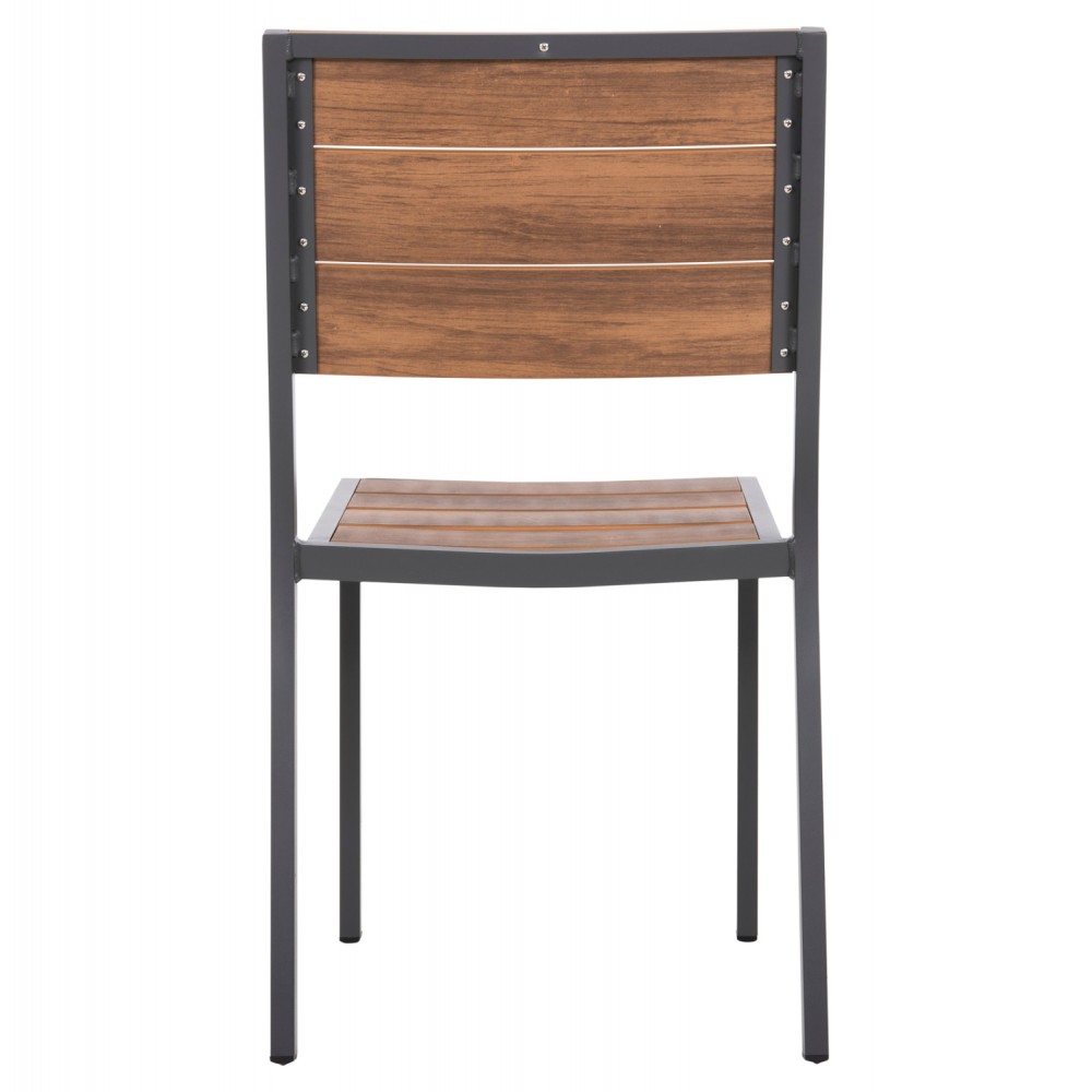 Καρέκλα "SAGA" από αλουμίνιο/polywood σε χρώμα σκούρο γκρι/καρυδί 46x52x86