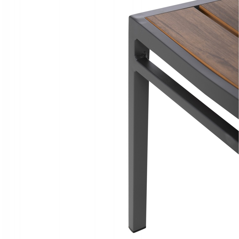 Καρέκλα "SAGA" από αλουμίνιο/polywood σε χρώμα σκούρο γκρι/καρυδί 46x52x86