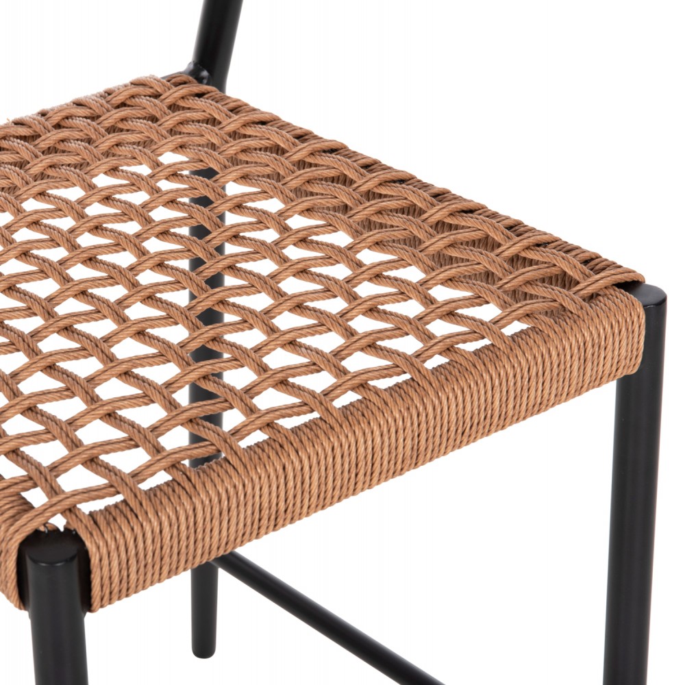 Σκαμπό μπαρ "EULO" εξωτερικού χώρου από αλουμίνιο/rattan σε μαύρο/μπεζ χρώμα 60x56,5x99