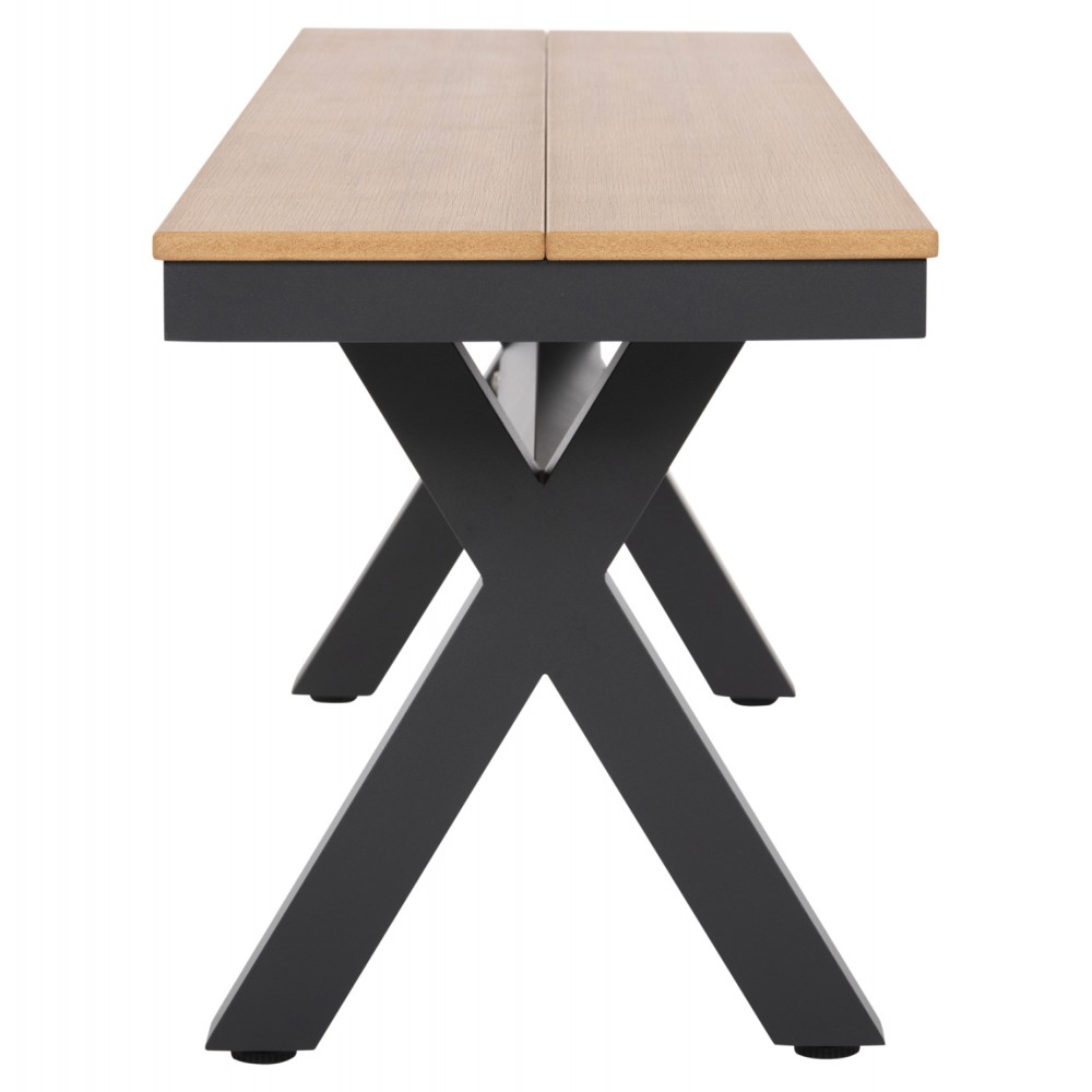 Παγκάκι "TAWNEE" από αλουμίνιο/polywood σε ανθρακί/φυσικό χρώμα 150x36x45