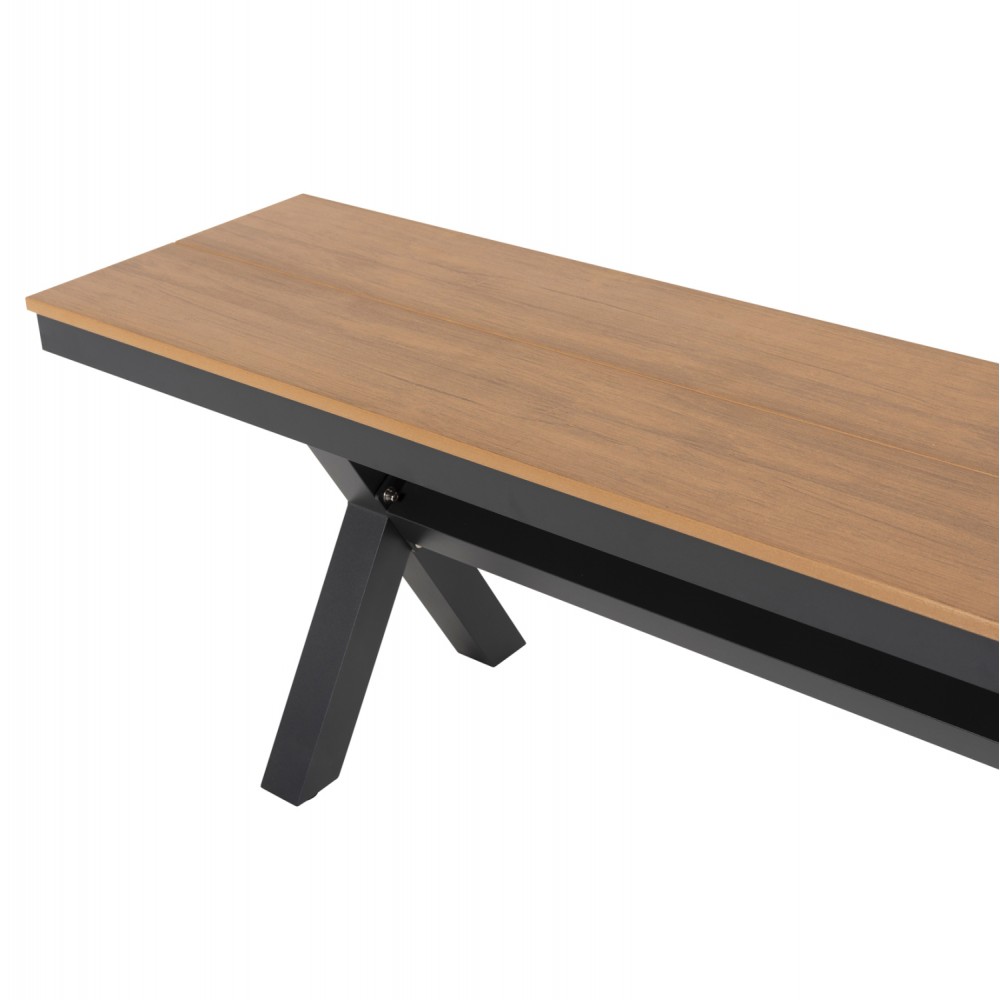 Παγκάκι "TAWNEE" από αλουμίνιο/polywood σε ανθρακί/φυσικό χρώμα 150x36x45