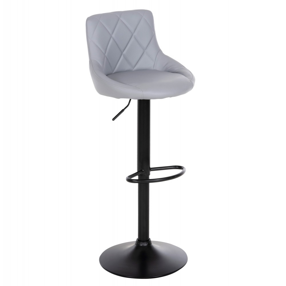 Σκαμπό μπαρ "ROSE" από μέταλλο/τεχνόδερμα σε μαύρο/γκρι χρώμα Φ44x85-107