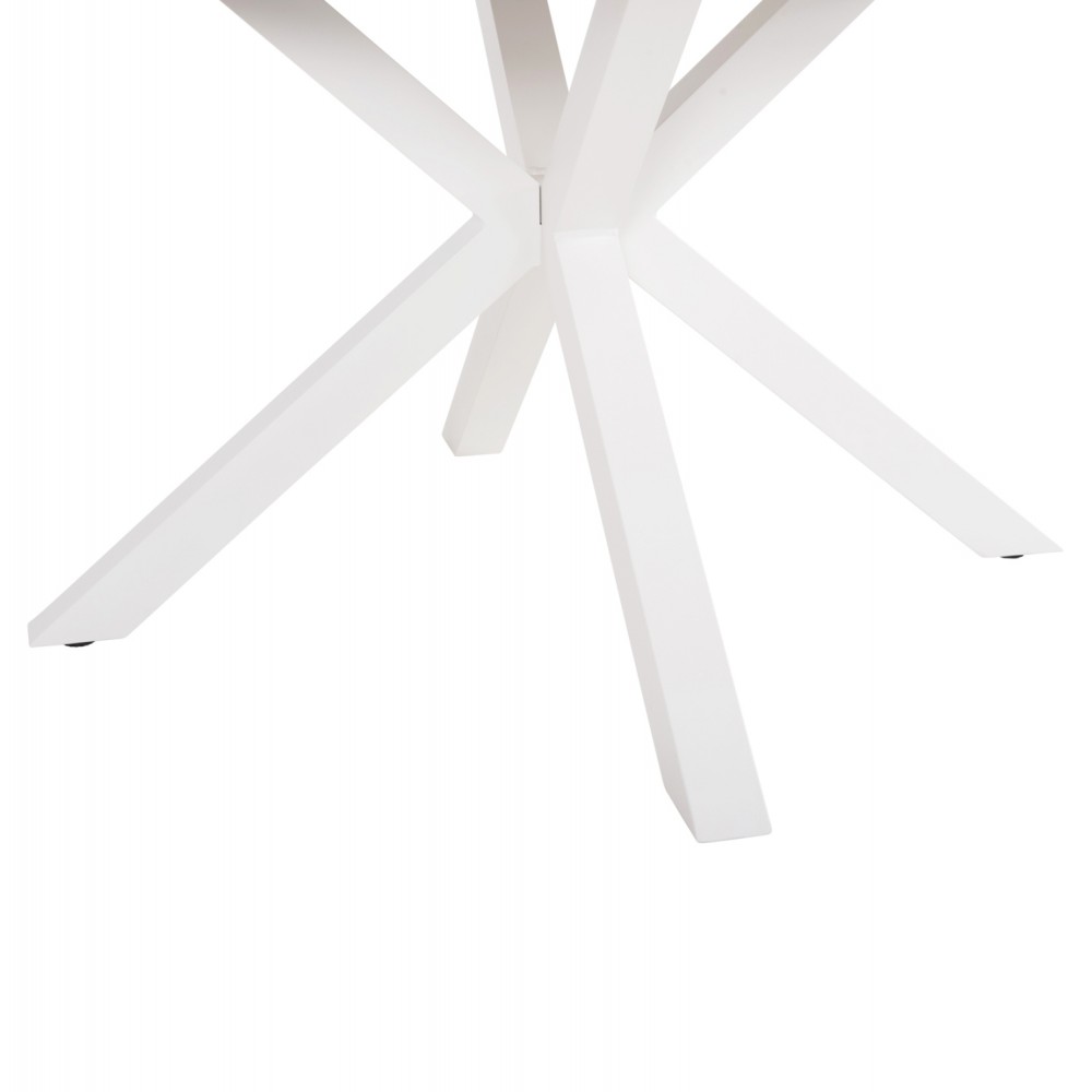 Τραπέζι στρόγγυλο ''MORIL'' από αλουμίνιο/ξύλο σε λευκό/φυσικό χρώμα Φ120x74