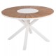 Τραπέζι στρόγγυλο ''MORIL'' από αλουμίνιο/ξύλο σε λευκό/φυσικό χρώμα Φ120x74