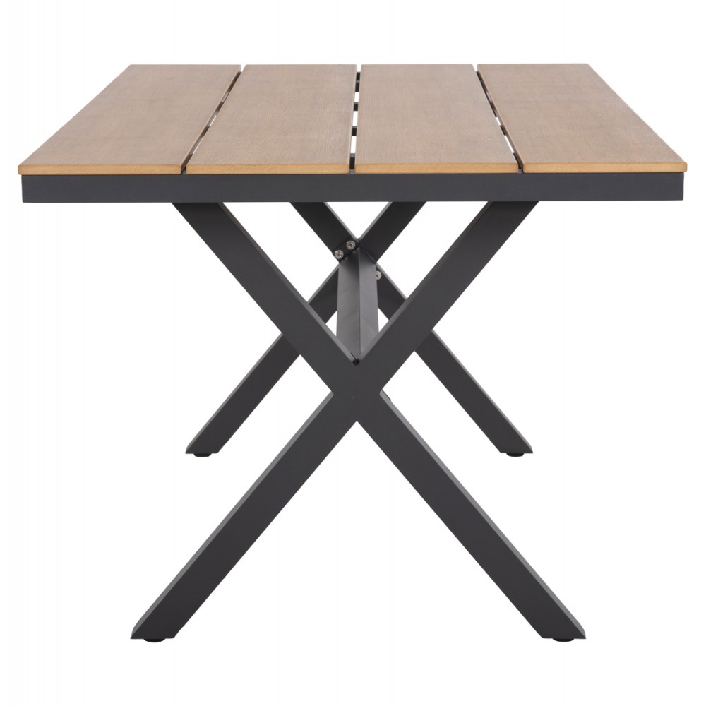 Τραπέζι ''TAWNEE'' από αλουμίνιο/ξύλο σε ανθρακί/φυσικό χρώμα 150x89,5x73