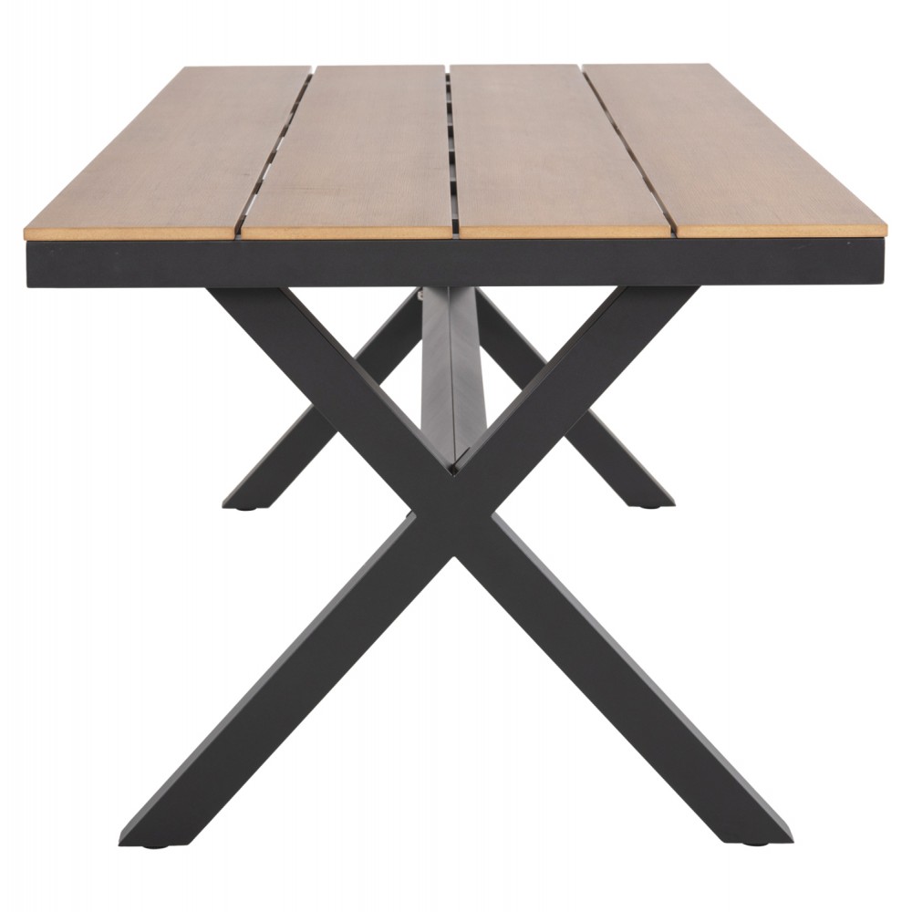 Τραπέζι ''TAWNEE'' από αλουμίνιο/ξύλο σε ανθρακί/φυσικό χρώμα 219,5x89,5x73