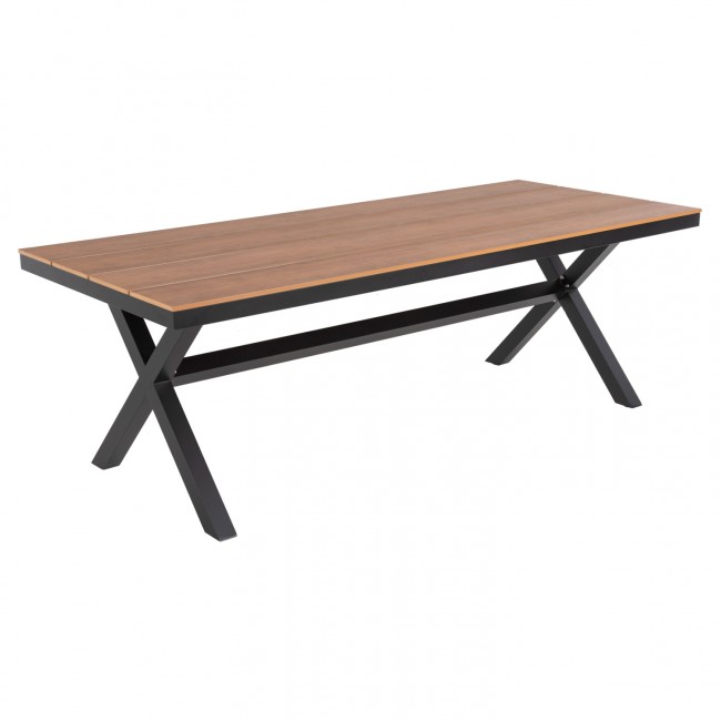 Τραπέζι ''TAWNEE'' από αλουμίνιο/ξύλο σε ανθρακί/φυσικό χρώμα 219,5x89,5x73