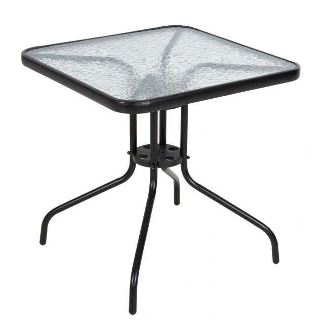 Τραπέζι εξωτερικού χώρου "FIGO" από μέταλλο/γυαλί σε μαύρο χρώμα 70x70x70