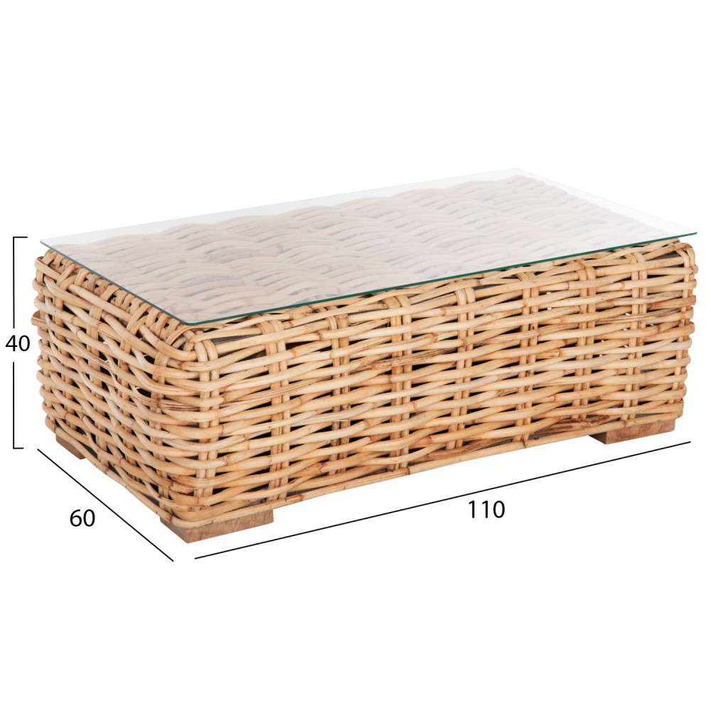 Σετ σαλονιού "TROPEL" από ραττάν σε χρώμα φυσικό 192x88x70-85