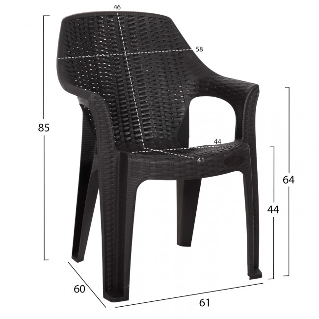 Πολυθρόνα "ABEL" εξωτερικού χώρου από PP σε χρώμα καφέ 61x60x85