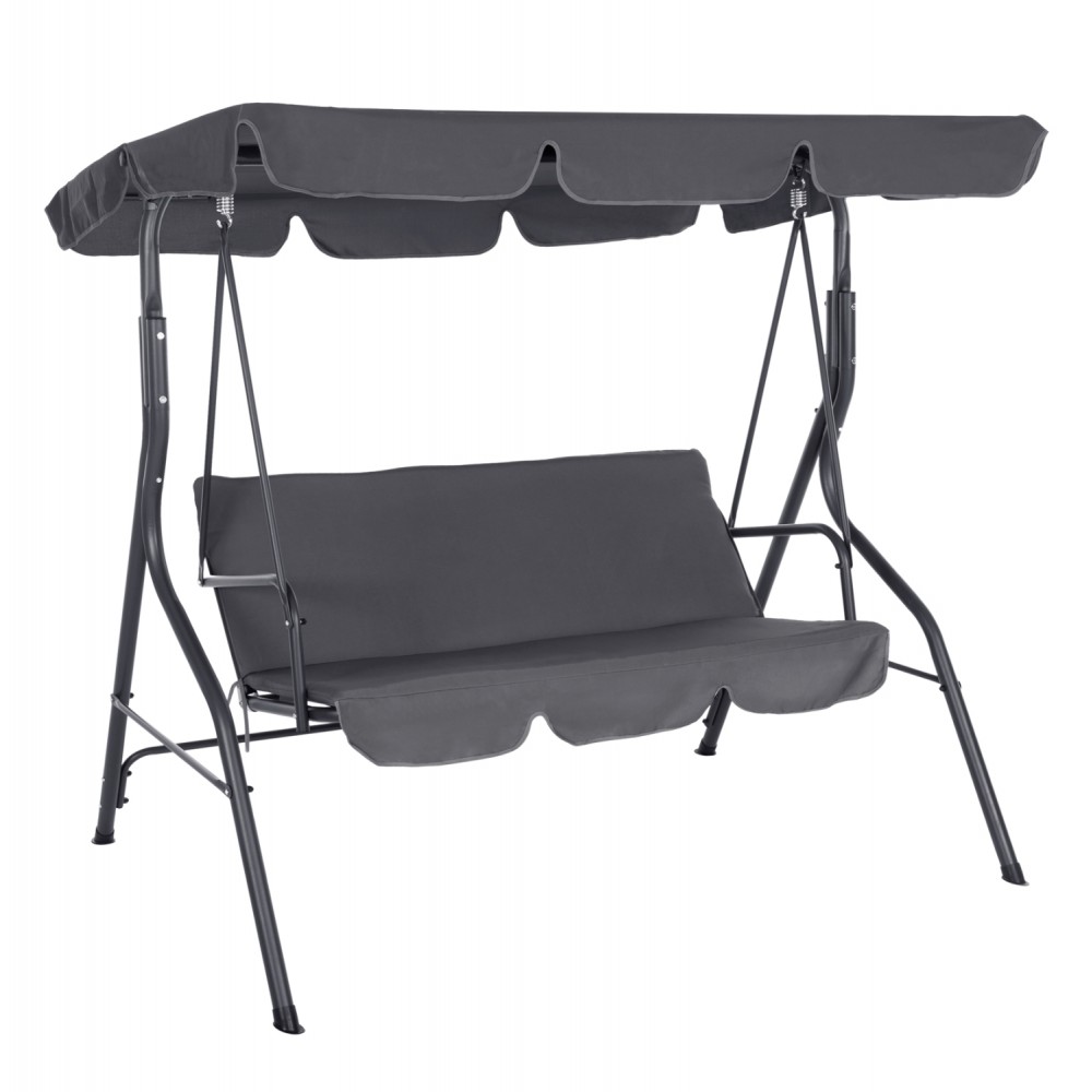 Κούνια τριών θέσεων "LIKID" από μέταλλο/ύφασμα σε χρώμα γκρι 170x110x153