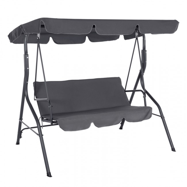 Κούνια τριών θέσεων "LIKID" από μέταλλο/ύφασμα σε χρώμα γκρι 170x110x153