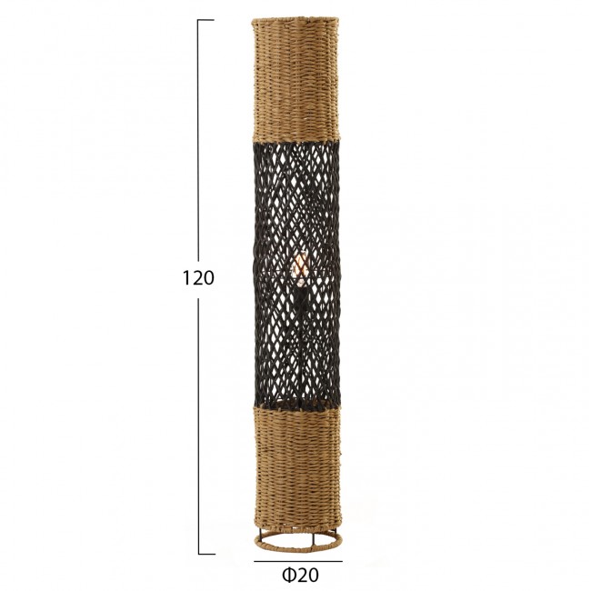 Φωτιστικό δαπέδου από μέταλλο/paper rope σε χρώμα μπεζ/μαύρο Φ20X120