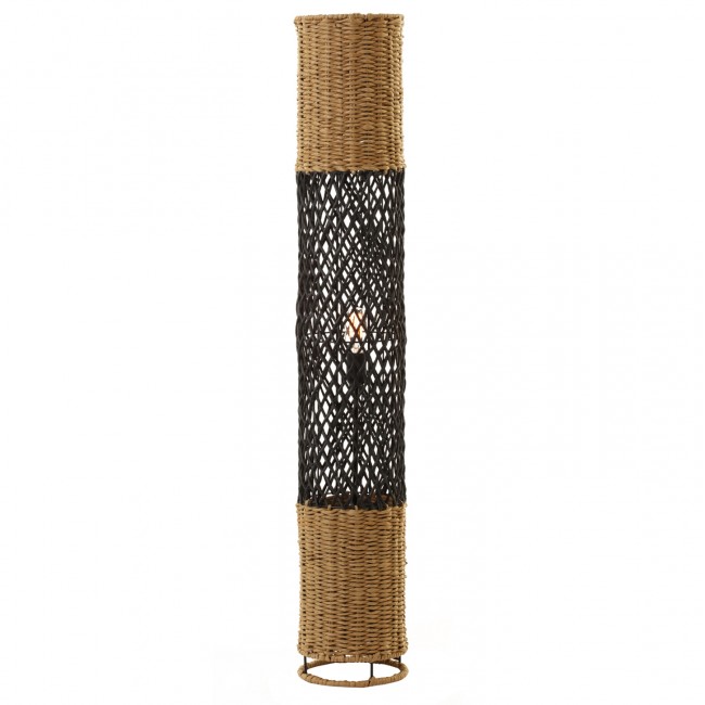 Φωτιστικό δαπέδου από μέταλλο/paper rope σε χρώμα μπεζ/μαύρο Φ20X120