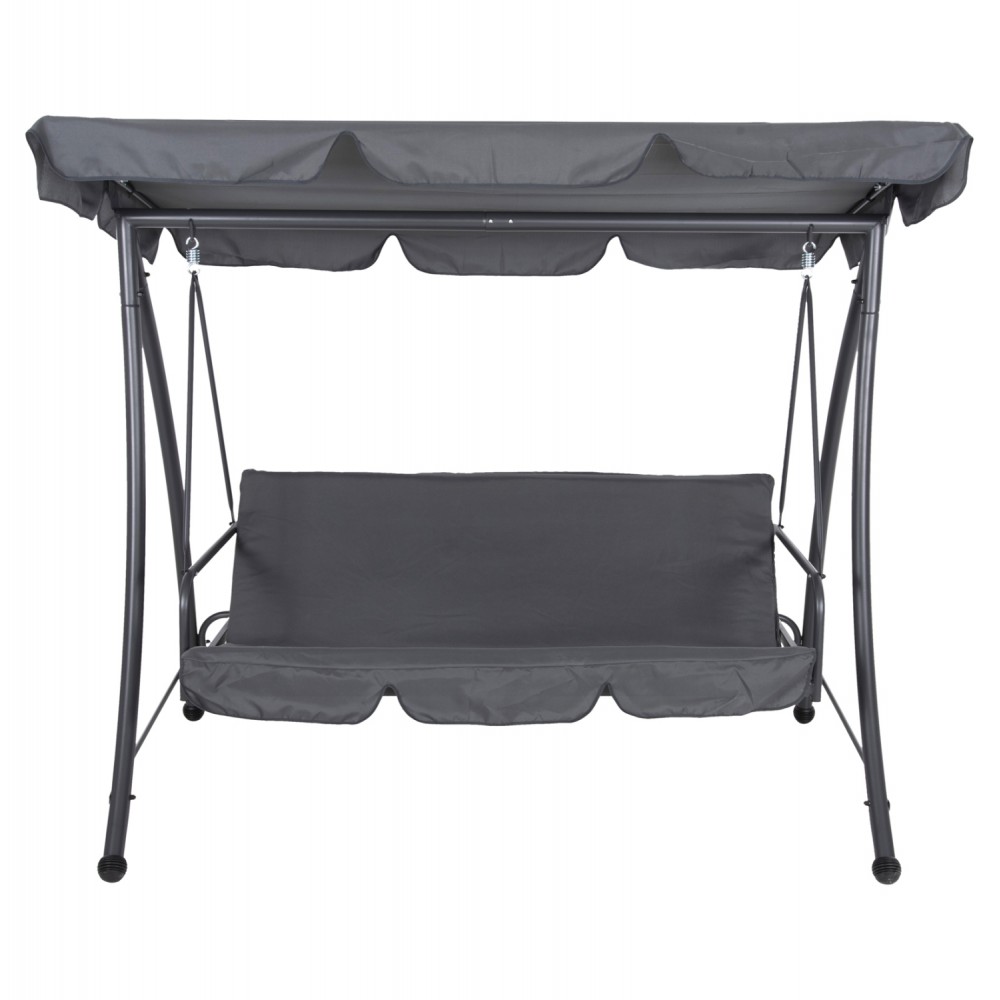 Κούνια τριών θέσεων "LIKID" από μέταλλο/ύφασμα σε χρώμα γκρι 200x120x164