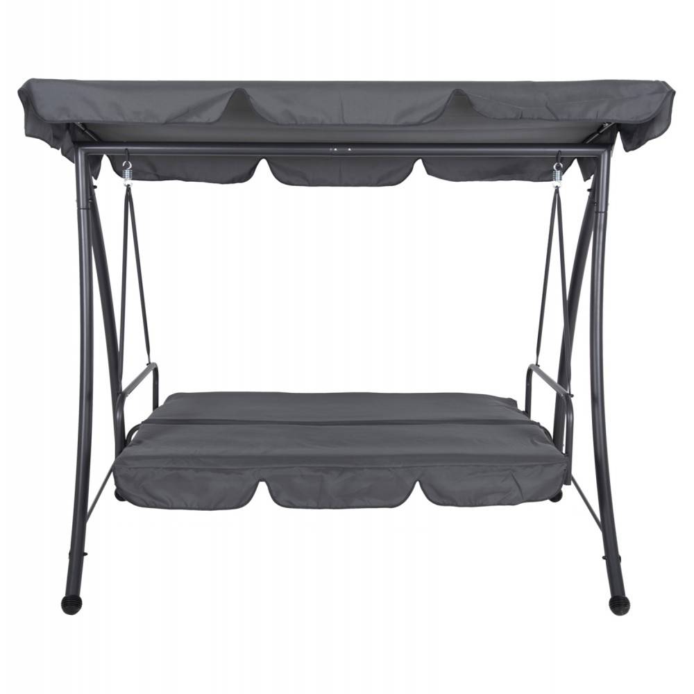 Κούνια τριών θέσεων "LIKID" από μέταλλο/ύφασμα σε χρώμα γκρι 200x120x164