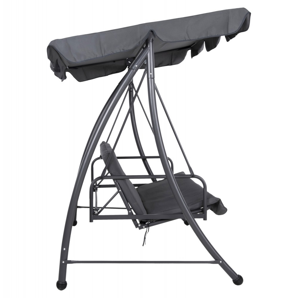 Κούνια τριών θέσεων "LIKID" από μέταλλο/ύφασμα σε χρώμα γκρι 200x120x164