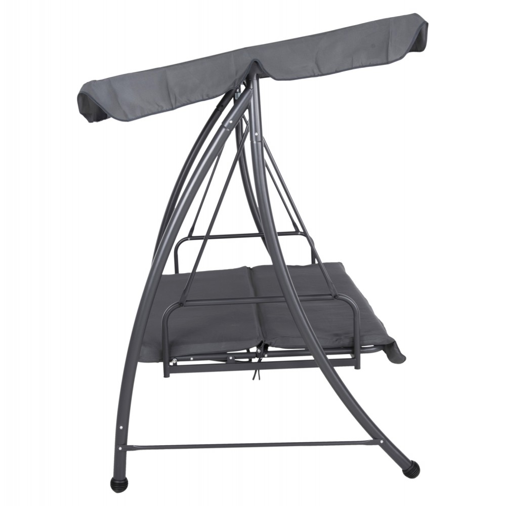 Κούνια τριών θέσεων "LIKID" από μέταλλο/ύφασμα σε χρώμα γκρι 200x120x164