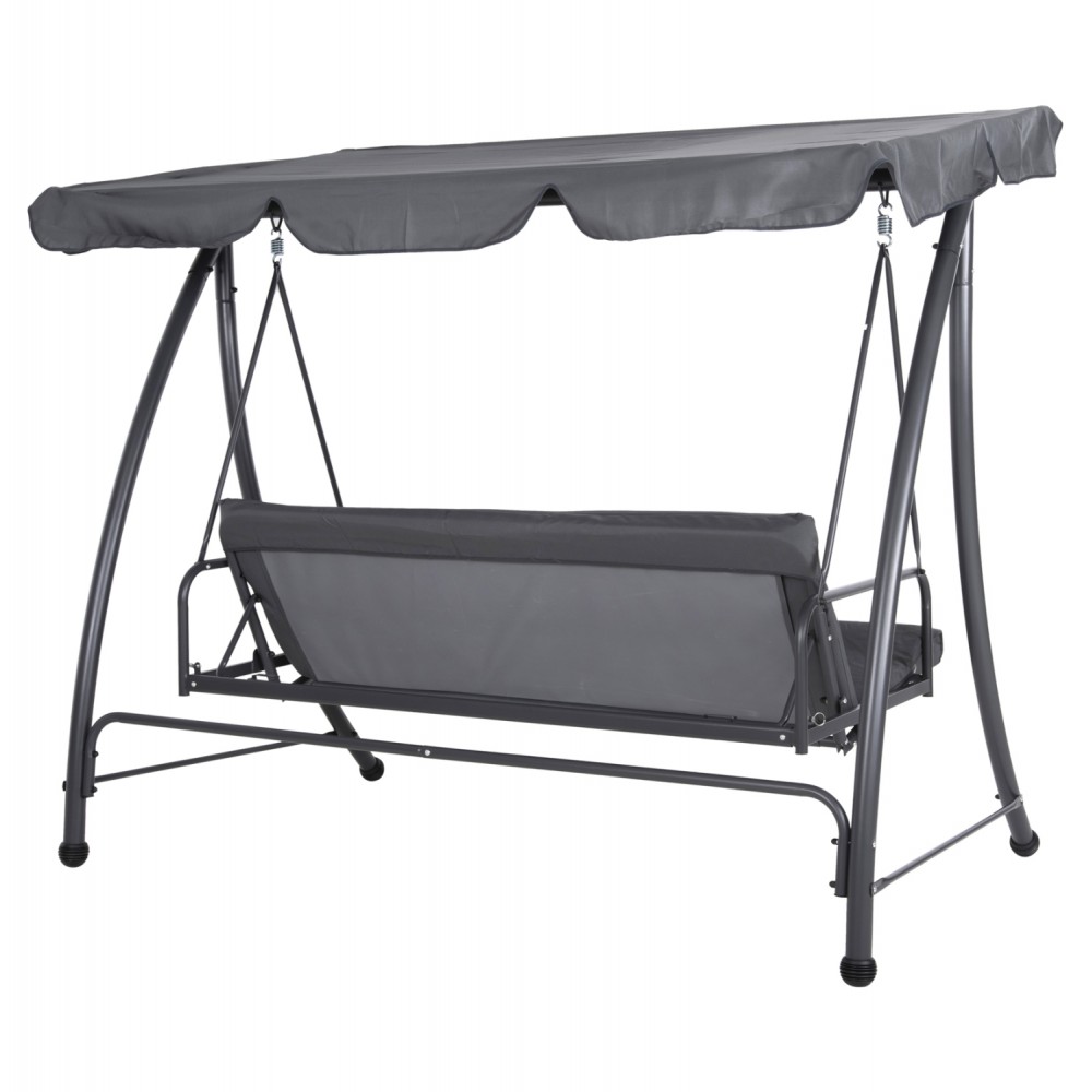 Κούνια τριών θέσεων "LIKID" από μέταλλο/ύφασμα σε χρώμα γκρι 200x120x164