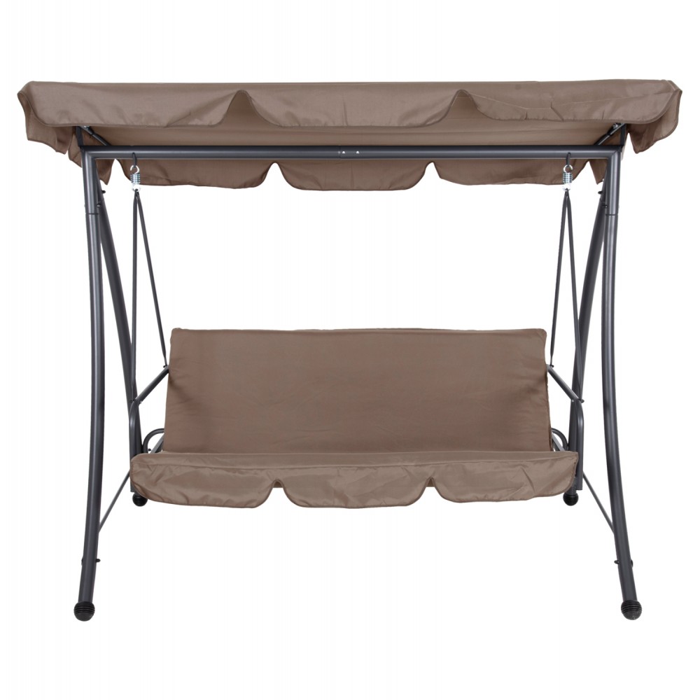 Κούνια τριών θέσεων "LIKID" από μέταλλο/ύφασμα σε χρώμα γκρι/καφέ 200x120x164