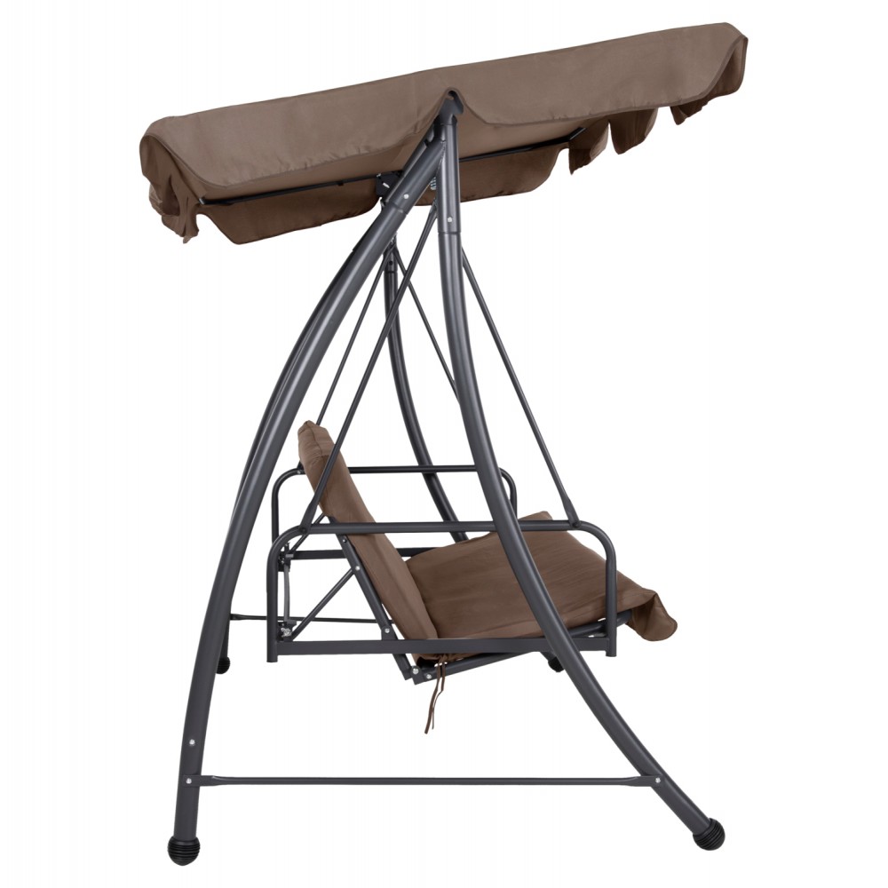 Κούνια τριών θέσεων "LIKID" από μέταλλο/ύφασμα σε χρώμα γκρι/καφέ 200x120x164