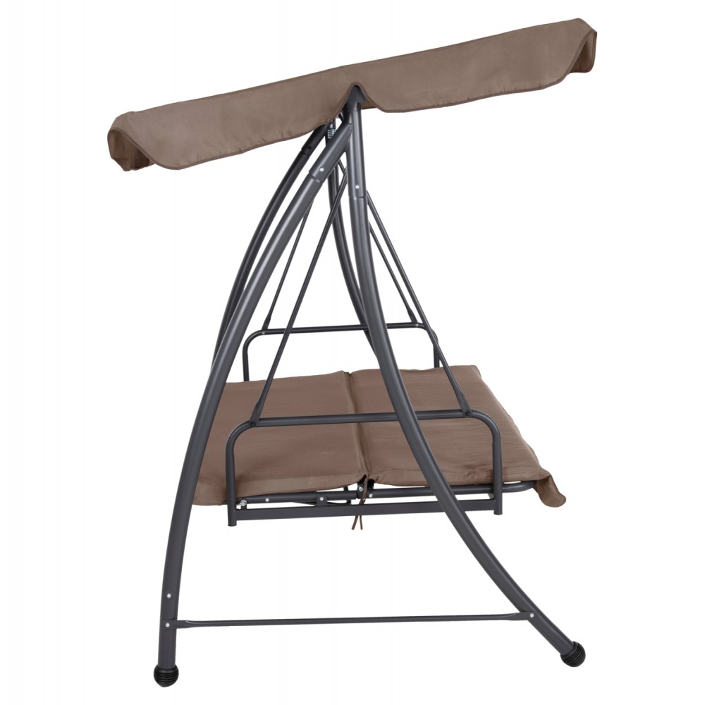 Κούνια τριών θέσεων "LIKID" από μέταλλο/ύφασμα σε χρώμα γκρι/καφέ 200x120x164