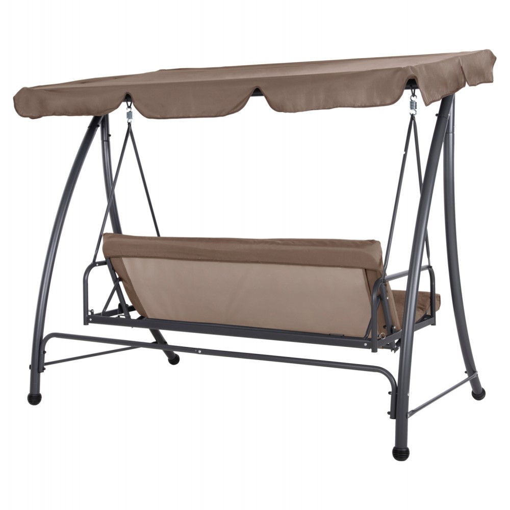 Κούνια τριών θέσεων "LIKID" από μέταλλο/ύφασμα σε χρώμα γκρι/καφέ 200x120x164