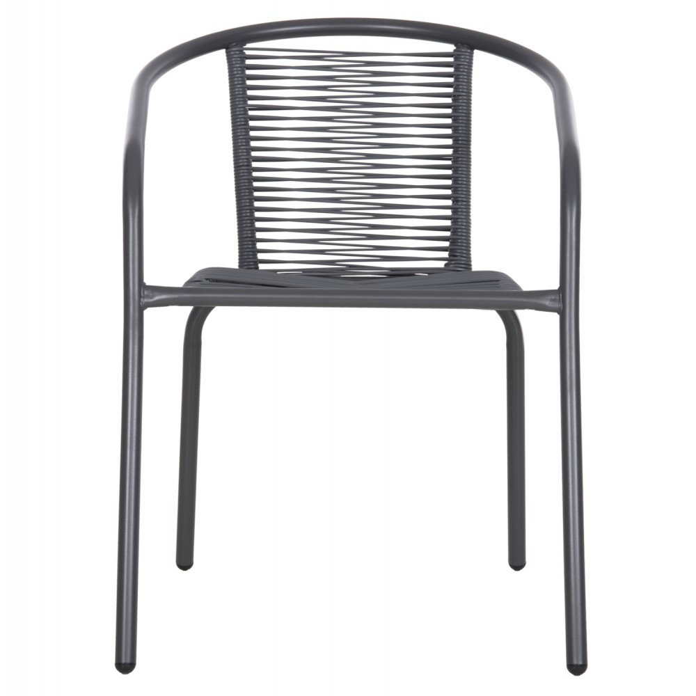 Πολυθρόνα "SWIFTER" από μέταλλο/rattan σε γκρι χρώμα 54x61x75