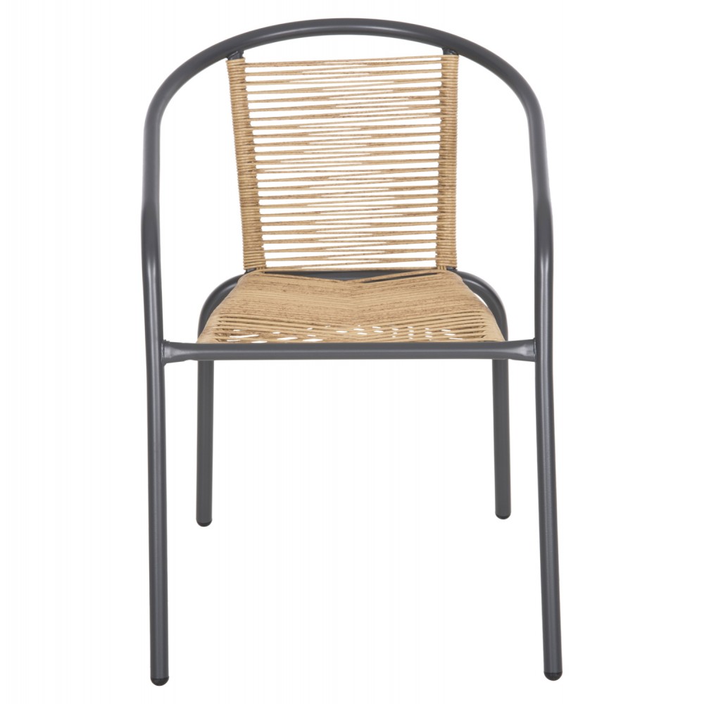 Πολυθρόνα "SWIFTER" από μέταλλο/rattan σε γκρι/φυσικό χρώμα 54x61x75