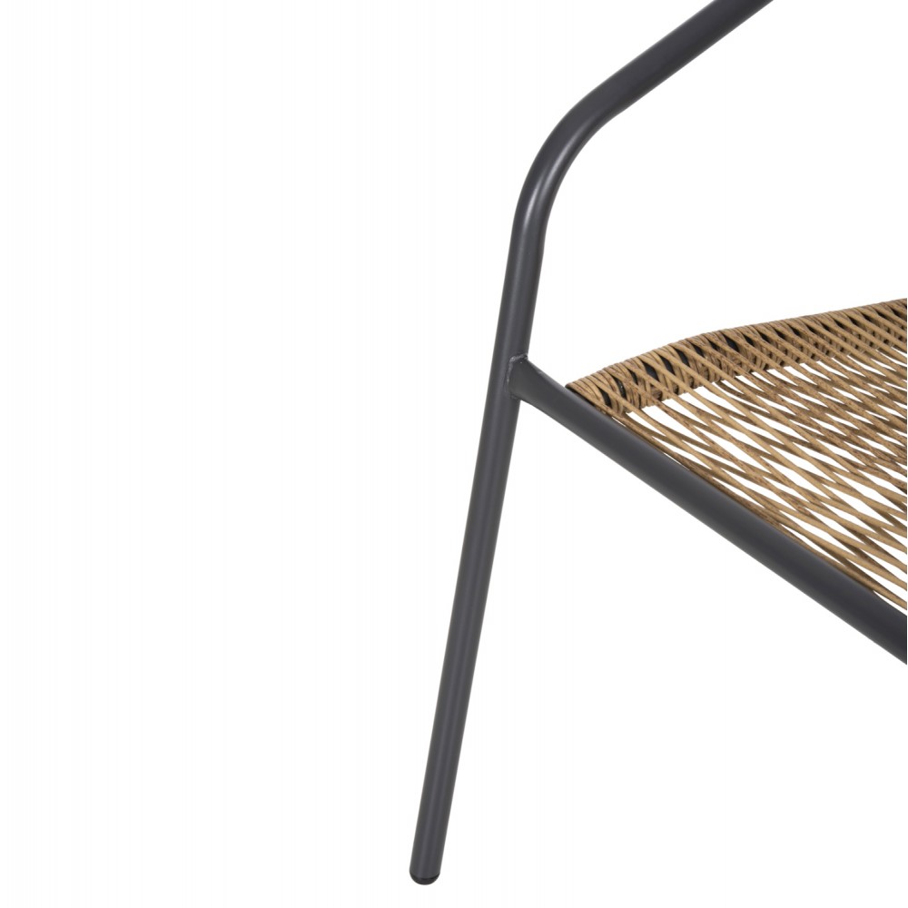 Πολυθρόνα "SWIFTER" από μέταλλο/rattan σε γκρι/φυσικό χρώμα 54x61x75