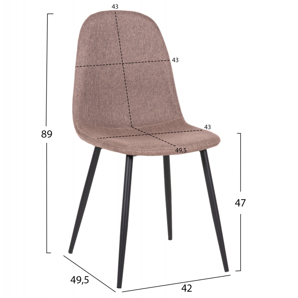 Καρέκλα "LEONARDO" από μέταλλο/ύφασμα σε χρώμα μαύρο/σκούρο μπεζ 42x49,5x89