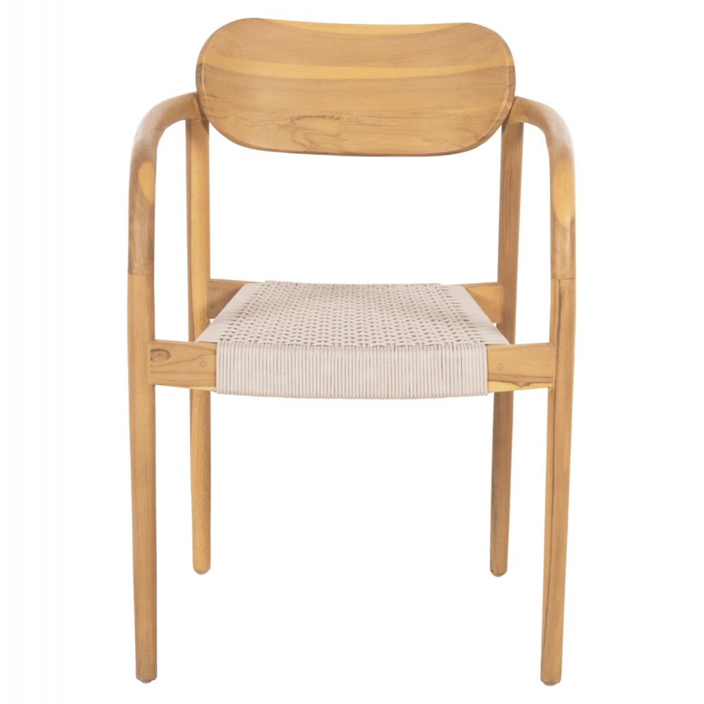 Πολυθρόνα "OSLO" από ξύλο/σχοινί σε φυσικό/μπεζ χρώμα 55x54x80