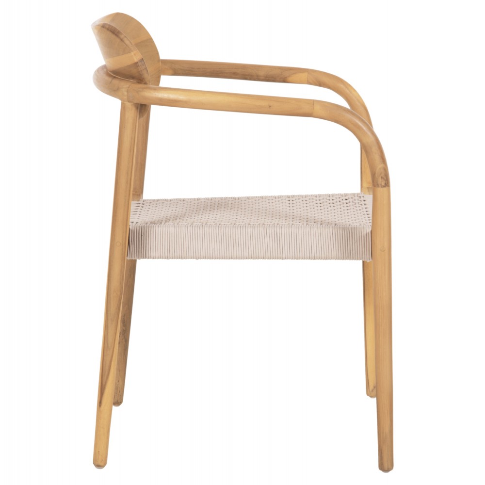 Πολυθρόνα "OSLO" από ξύλο/σχοινί σε φυσικό/μπεζ χρώμα 55x54x80