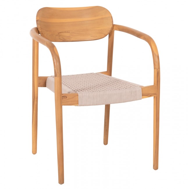 Πολυθρόνα "OSLO" από ξύλο/σχοινί σε φυσικό/μπεζ χρώμα 55x54x80