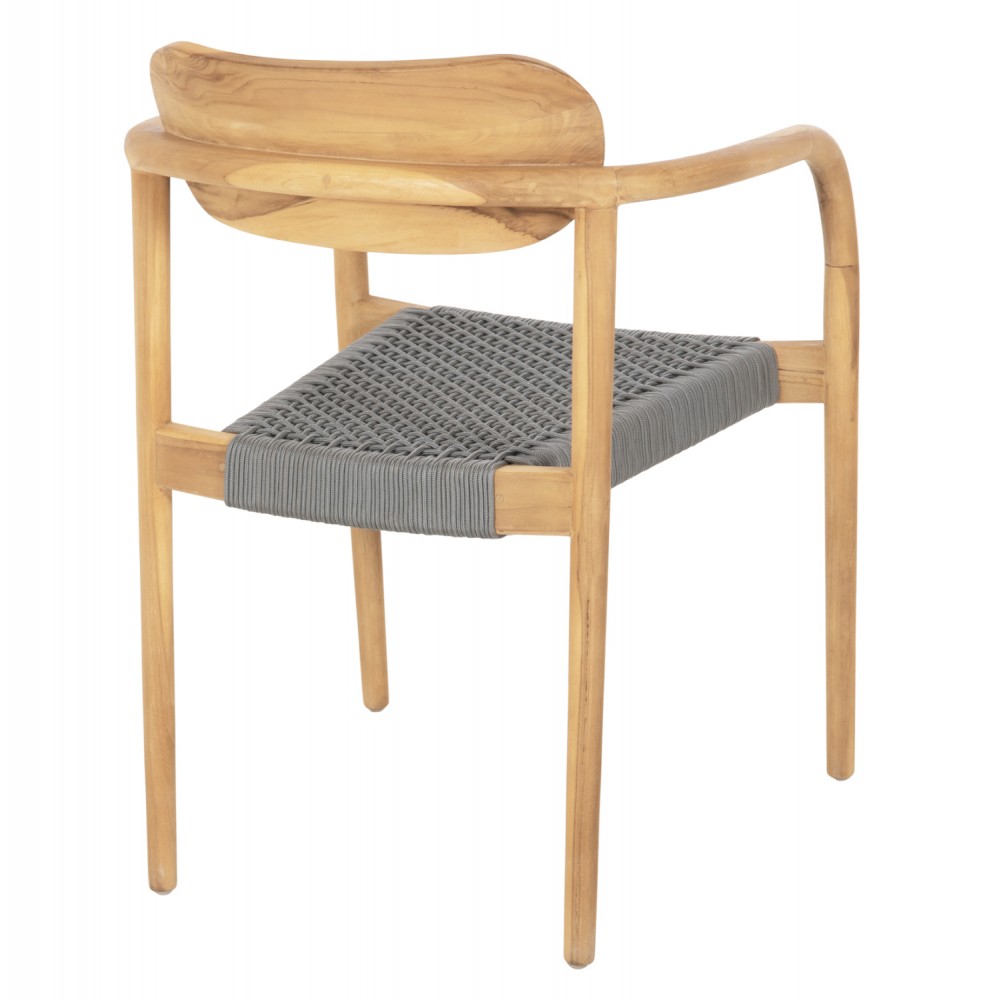 Πολυθρόνα "OSLO" από ξύλο/σχοινί σε φυσικό/γκρι χρώμα 55x54x80