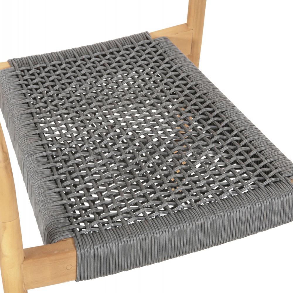 Πολυθρόνα "OSLO" από ξύλο/σχοινί σε φυσικό/γκρι χρώμα 55x54x80