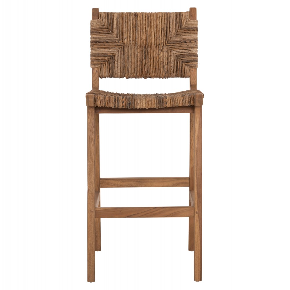 Σκαμπό μπαρ "WALTER" από ξύλο/ψάθα σε φυσικό χρώμα 46x55x105