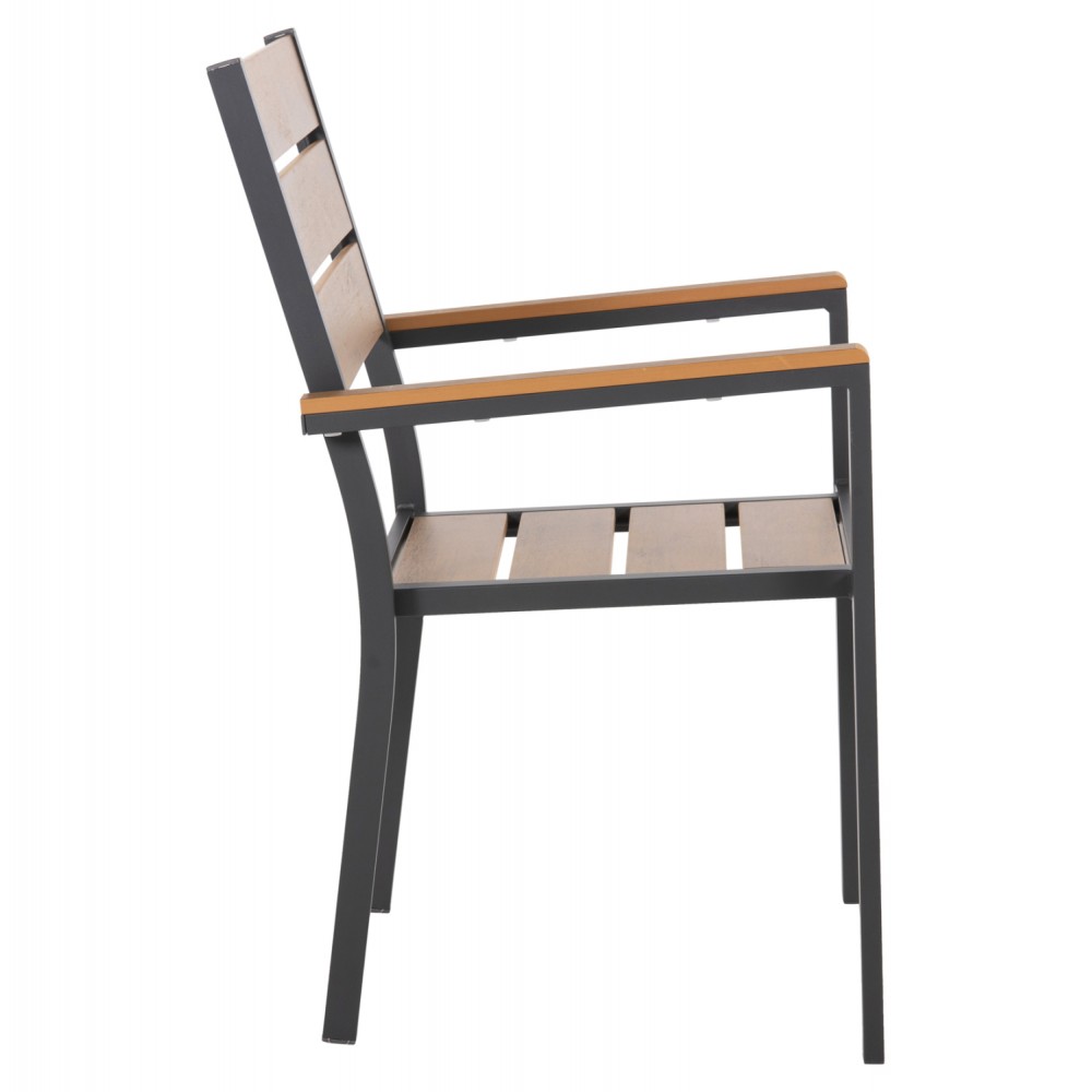 Πολυθρόνα "SAGA" από αλουμινίου/polywood σε ανθρακί/φυσικό χρώμα 55x55x86