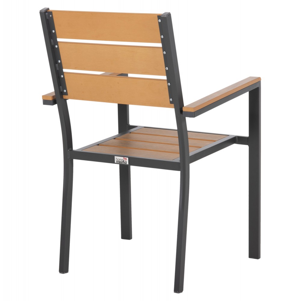 Πολυθρόνα "SAGA" από αλουμινίου/polywood σε ανθρακί/φυσικό χρώμα 55x55x86