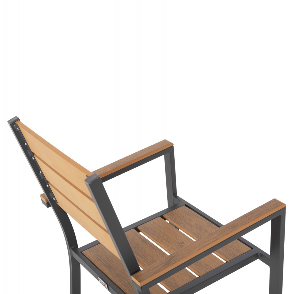 Πολυθρόνα "SAGA" από αλουμινίου/polywood σε ανθρακί/φυσικό χρώμα 55x55x86